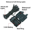 Tqs - 10Ft Pre-lit Christmas Garland with 50 LED Lights, Battery Operated, Waterproof