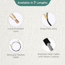 Knitpro Stainless Steel Interchangeable Cable - 40Cm, Smooth Stitching