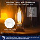 Flsnt - Dimmable Amber LED B11 E12 Bulbs, 40W Equivalent, 2200K Warm White, 6 Pack