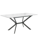 MURUL White Expandable Dining Table with Black Metal Legs