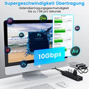 Rshttech - 10-Port USB 3.0 Hub, 10Gbps Transfer, Aluminium, 12V/3A Adapter