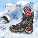 Bluever - 32 Teeth Ice Traction Cleats for Anti-Slip Walking, Hiking, Climbing