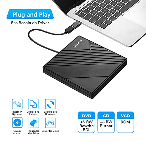 Cocopa - USB 3.0 USB-C External CD DVD Player & Burner
