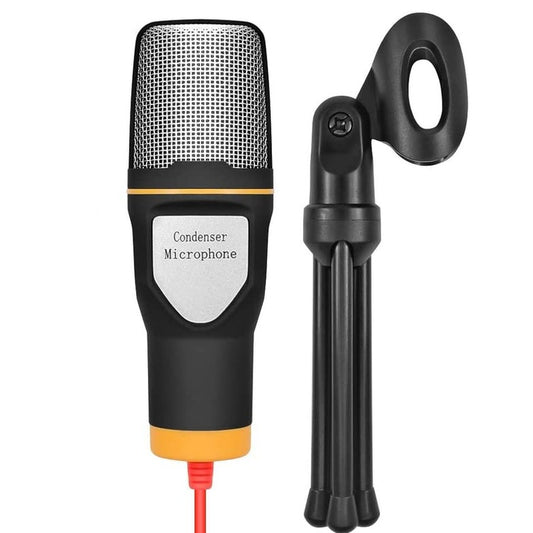 Exxelo - Studio Condenser Microphone with Holder Stand Clip for PC and Laptop Streaming