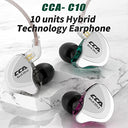 Cca - CCA C10 HiFi IEM Headphones, 4BA 1DD Hybrid Drivers, Detachable Cable