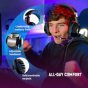 Ozeino - RGB Gaming Headset with 50mm Stereo Sound, Noise Cancelling Mic