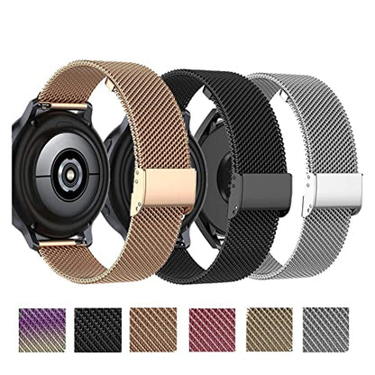 Milanes - 20mm 22mm Milanese Band for Active 2 & 3 Watch Silver