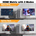 Tendak - 4K HDMI Matrix 3x2 Switch with Optical SPDIF & IR Remote Control