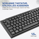 Rii - Slim USB Wired Keyboard for Mac/PC/Tablet, 105 Keys, QWERTZ Layout