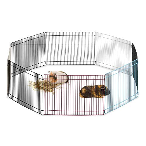 Relaxdays - Small Animals Enclosure 8 Panels Narrow Mesh Free Run for Guinea Pigs