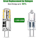 Tailcas - G4 LED Bulb 1.5W, 180LM, Warm White 3000K, Flicker-Free, Pack of 10