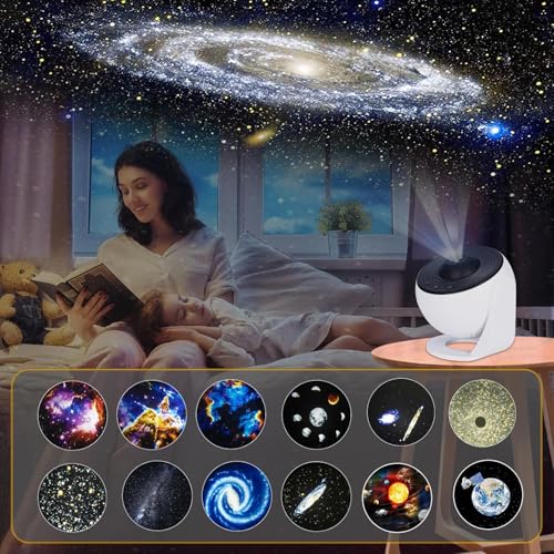 YunLone - 13-in-1 Galaxy Star Projector with Timer, Milky Way Nebula Moon Planets Films
