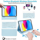 Lupxiu - iPad Keyboard Case for 10th Gen 2022, Italian QWERTY, Removable Wireless, Blue Sky