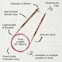KnitPro - Symfonie Fixed Circular Needles 32" (80cm) | 5.50mm, Premium Birch Wood, Smooth Knitting Experience