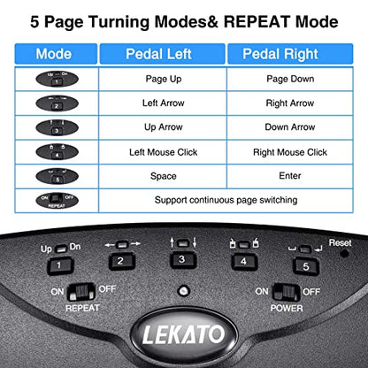 LEKATO - Wireless Bluetooth Page Turner Pedal for iPad and Tablets