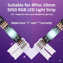 Redtron - 10mm RGB LED Strip Connector Kit with L Shape Connectors & Extension Cable