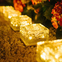 Medoyoh - Outdoor Solar Pave Glass Light with Warm White LED, Waterproof, Auto On/Off