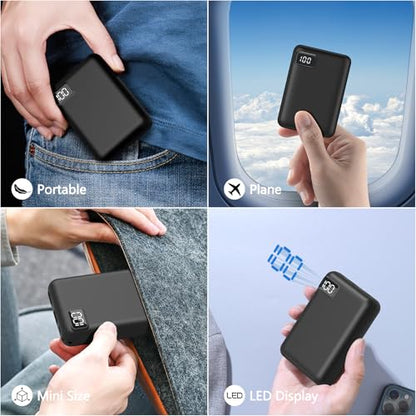 Jonkuu - Compact 10000mAh Power Bank, Dual USB, LCD Display, Quick Charge