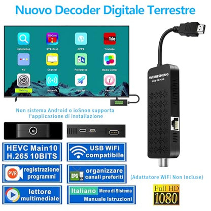 AMZ - 2023 DVB-T2 HD 4K Digital Terrestrial Decoder With 2-in-1 Remote