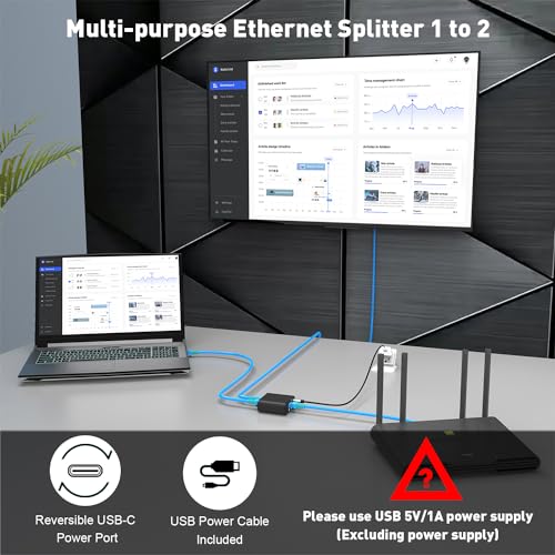 Ethernet Hub - High-Speed 1Gbps Network Splitter with USB-C Cable