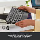 Logitech - Full-Size Wireless Keyboard with Wrist Rest, Bluetooth & USB Receiver