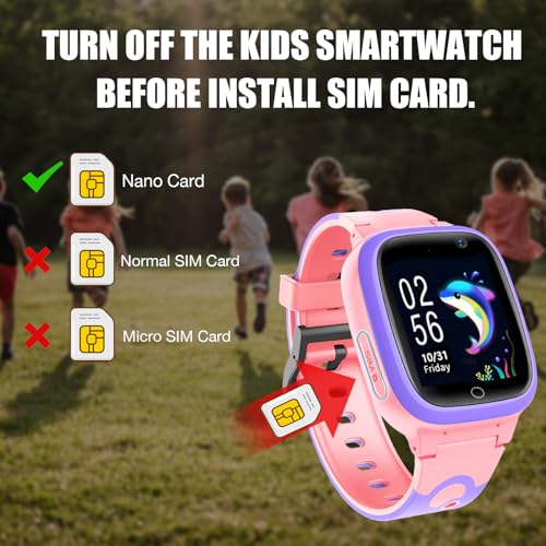 AMZ - Kids Smart Watch with LBS, SOS, Camera & Voice Chat for Ages 3-12, Pink