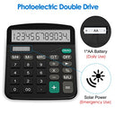 Helect - Standard Function Calculator with Solar & Battery Power, Black