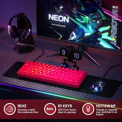 GamerTech - 61 Keys RGB Mechanical Gaming Keyboard with Programmable Backlit