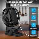 Benpen - Portable Clip Table Fan with 2200 mAh Battery, Lightweight Design
