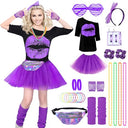 Get ready to party with Forfamy's 80s Fancy Dress Costume Set for Women! Perfect for retro-themed events, hen dos, and Halloween. Embrace the 80s vibe today! Keywords: 80s costume, fancy dress, retro accessories, party outfit