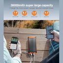 Generic - 36000mAh Solar Power Bank with 4 Cables, Wireless Charger & Flashlight