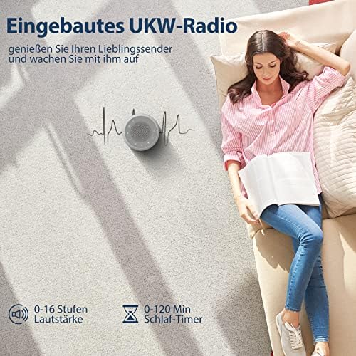 Bafbi - Radio Alarm Clock for Bedroom - Speaker, 4 Alarm Tones, 7 Night Light Colors, Full Range Display, Dimmer Key