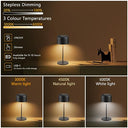 Klighten - 2pcs Dimmable Wireless Table Lamp, USB-C Rechargeable, IP54 Waterproof