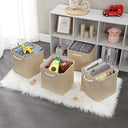 XnqPouha - Collapsible Canvas Cube Storage Box 30x30x30cm, Grey Beige