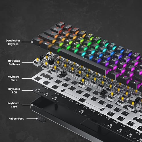GamerTech - 61 Keys RGB Mechanical Gaming Keyboard with Programmable Backlit