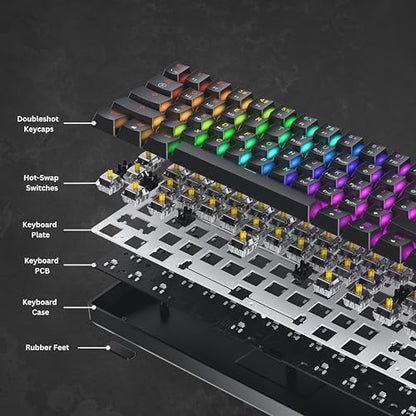 GamerTech - 61 Keys RGB Mechanical Gaming Keyboard with Programmable Backlit
