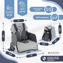 Mobiclinic - Portable Kids Travel Booster Seat, Foldable, Grey, 6-36 Months