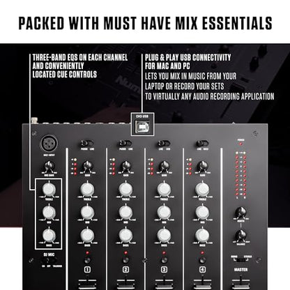 Numark - M6 USB 4-Channel DJ Mixer with Built-In Audio Interface