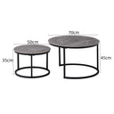 JZGORC Round Coffee Table with Grey Marble and Metal Legs