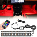 Enhance your car's ambiance with Ranjima's 4-Piece LED Interior Lighting Kit. App-controlled, waterproof, and perfect for decoration. Ideal gifts for men and women! Keywords: LED interior lighting, app control, waterproof, car gadgets
