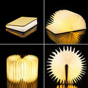 Mobxpar - Wooden Folding Book Lamp, USB Rechargeable, 360° Foldable, LED Mood Lighting