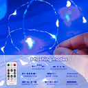 Hxweiye - 300LED Blue Fairy Curtain Lights, 9.8x9.8Ft, USB, 8 Modes, Timer