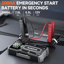 Acezuk - 12V 8-in-1 Car Jump Starter 3000A, Quick Charge, LED Screen, for Gas & Diesel Engines