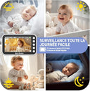 ObvhnuA - Baby Monitor with 4.3" LCD, Night Vision, Temperature Alarm, 2000mAh Battery