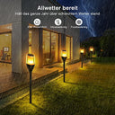 Hausbell - Pack of 4 Solar Garden Lights, Rustic Style, IP65 Waterproof, Realistic Flame Effect