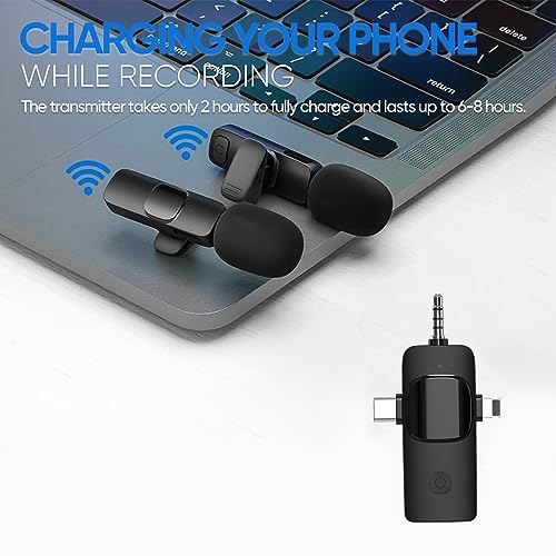 AMZ - Wireless Lavalier Microphone 3-in-1 Clip-On Mic System (2 Transmitters, 1 Receiver)