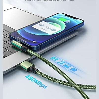 Apple - MFi Certified 90 Degree Lightning Cable 2M 2-Pack for iPhone & iPad