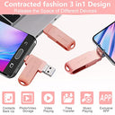 SHZNJXD 512GB USB Flash Drive in pink, showcasing its sleek design and 3 in 1 functionality