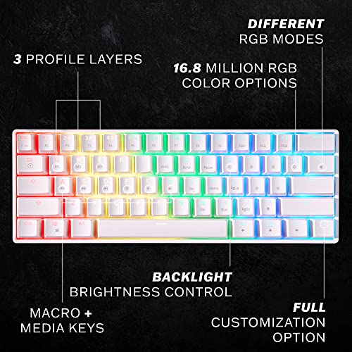GK61 - 60% Mechanical Gaming Keyboard | 61 RGB Backlit Keys | Hotswap Brown Switches