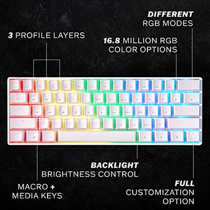 GK61 - 60% Mechanical Gaming Keyboard | 61 RGB Backlit Keys | Hotswap Brown Switches